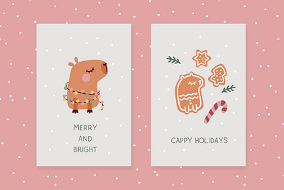 Christmas greeting cards capybara capybara illustration character christmas christmas greeting christmas illustration cute design greeting card illustration kids merry christmas xmas