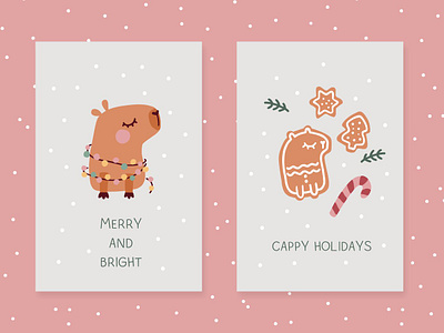 Christmas greeting cards capybara capybara illustration character christmas christmas greeting christmas illustration cute design greeting card illustration kids merry christmas xmas