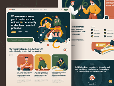 Bold - Personality Landing Page adobe illustrator branding design graphic design header illustration mental health personality procreate ui uiux web design
