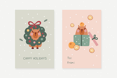 Cappy Holidays capybara card christmas christmas greeting christmas illustration cute graphic design greeting card holiday illustration merry christmas xmas