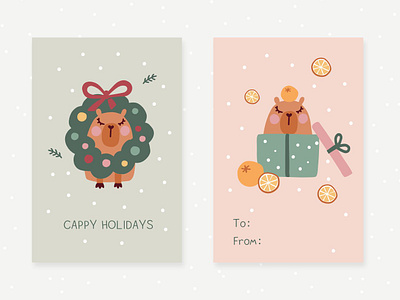 Cappy Holidays capybara card christmas christmas greeting christmas illustration cute graphic design greeting card holiday illustration merry christmas xmas