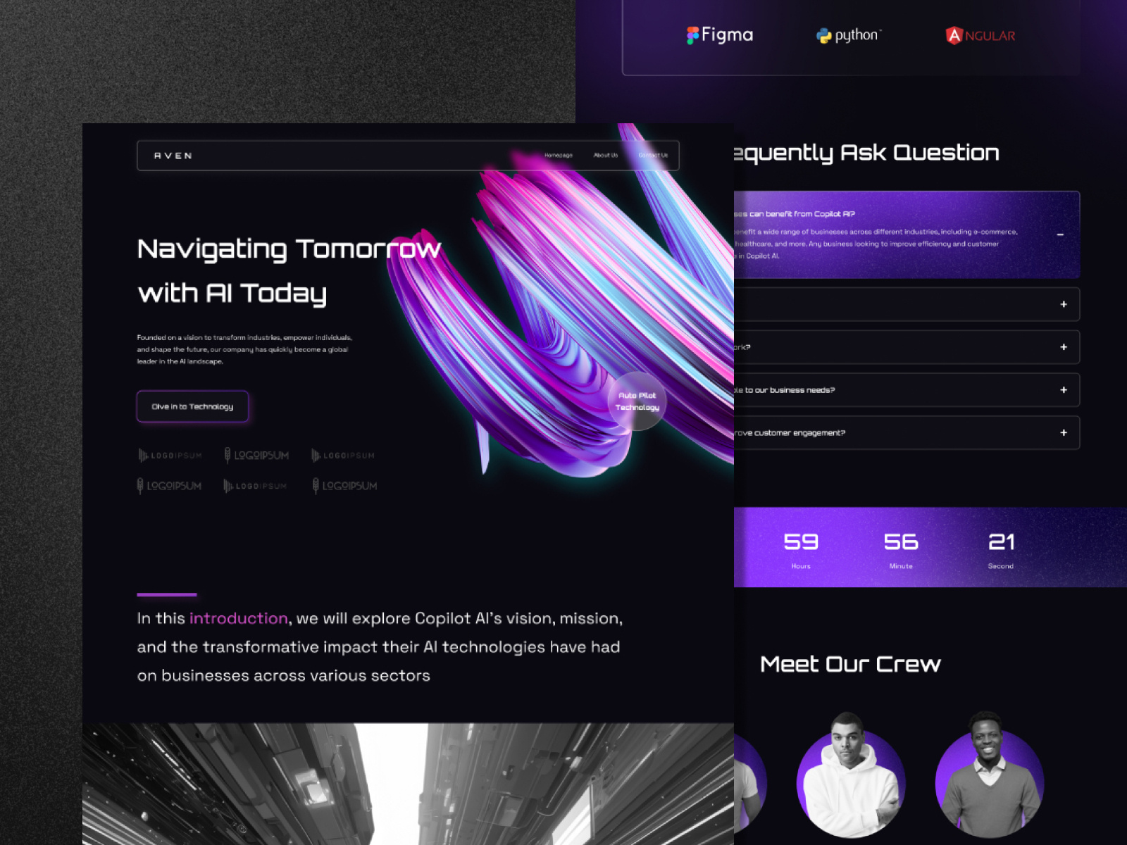 Artificial Intelligence Website Design ai artificial intelligence creative dark data management design futuristic glassmorphism machine learning modern purple ui website