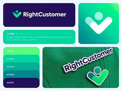 RightCustomer logo design brand branding check mark client conversion customer gradient green growth human icon logo marketing person progress right timeless web3