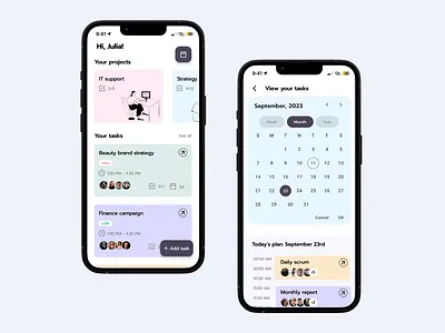 Task management app calendar collaboration management mobile organize progress task team teamwork track ui ux