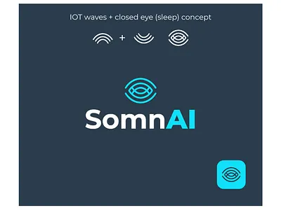 SomnAI Logo Design ai ai app app artificial intelligence eye flat graphic iot logo logo design modern signal sleep vector waves wifi