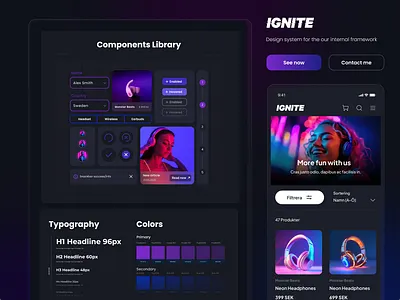 Ignite, design system for internal projects app application branding components crm crm system design design system e commerce figma framework graphic design main screen minimal mobile app mobile application style guide typography ui ux
