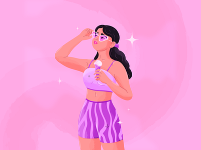Pink Y2K girl illustration 👄🤞 2000s adobe illustrator app avatar barbie barbiecore branding character design girl glasses graphic design ice cream illustration nostalgia pink vector y2k