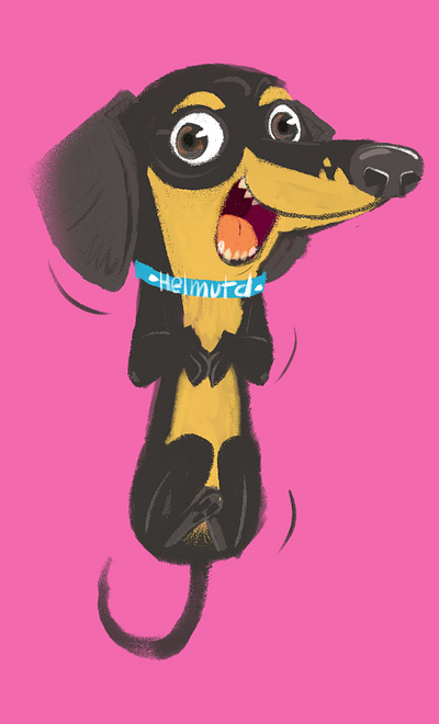 Helmut Dog 2 bassotto cute dog dachshund dog dackelhund digital painting dog sausage dog teckel wiener dog