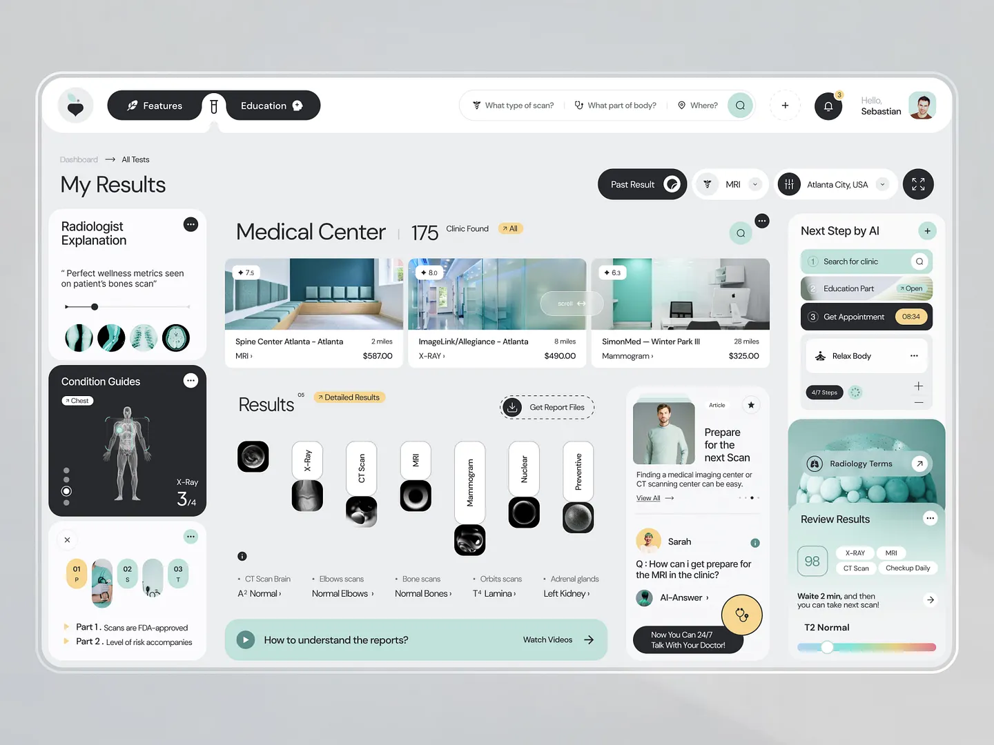 Innovative Clinic Website Dashboard Design for Patient Results