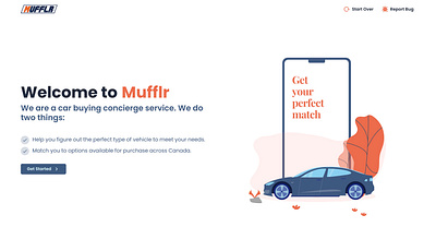 Mufflr : A car buying service animation branding color framer motion graphic design logo motion graphics react redux scss tailwindcss ui