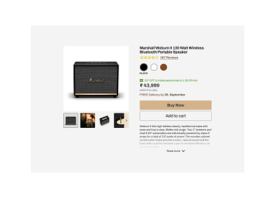 Day 12 >Daily Ui Challenge add to cart buy now dailyui ecommerce marshall product description rating shopping speaker