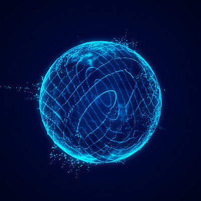 Sphere of particles in cyberspace 3d art blue design digital graphic design illustration particle particles render sphere