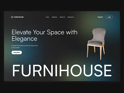 Hero Landing Page - Furniture android app best black dark design desktop elegant furniture mobile mode simple ui ux web