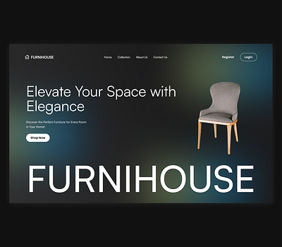 Hero Landing Page - Furniture android app best black dark design desktop elegant furniture mobile mode simple ui ux web