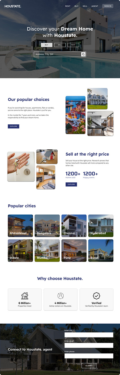 Houstate. - Redefining Real Estate branding buy figma houses property real estate trendy ui user interface ux web web design webpage website