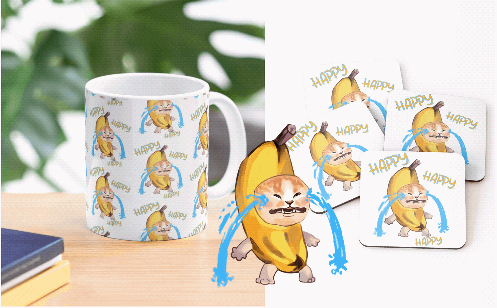 Сat meme. Banana cat artist banana cartoon style cat cat meme design charaster happy illustration print shop