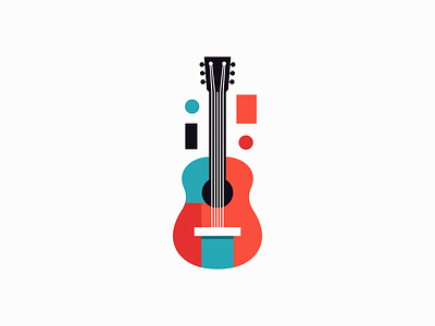 Geometric Guitar Logo branding chords concert design emblem entertainment geometric guitar icon identity illustration instrument logo mark music rock sound strings symbol vector