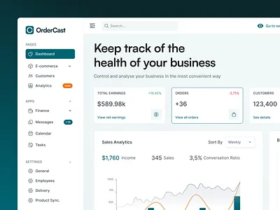 OrderCast - Product Design of the dashboard b2b product design e commerce erp system kpi dashboard order management software ordercast saas dashboard ui kit