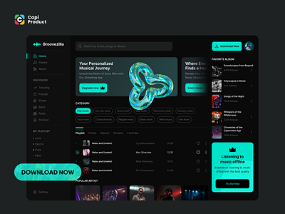 Music Streaming Web - 3D Design Style 3d 3d design 3d style app design ui ui design ui ux web design web ui website