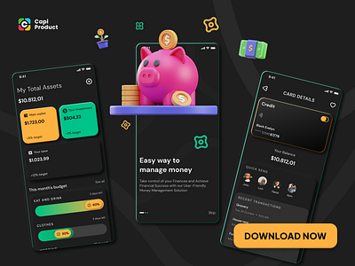 Financial Management App - 3D Design Style 3d 3d design 3d style app creative design financial management app mobile ui ui design ui ux