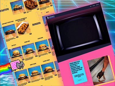 Smash Hiro - Website Design 80s belgium blue burger design gif odoo pink retro retro wave smash spain ui ux vintage website yellow