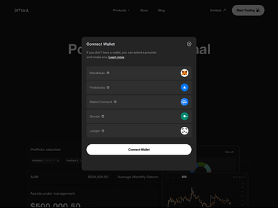 Connect Wallet connect wallet dashboard design dex landing page ui web3