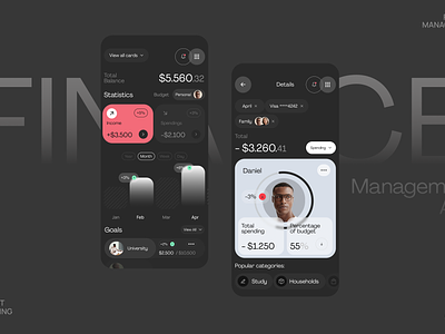 Finance Management App android app app design balance banking budget charts finance fintech income investment ios minimal mobile online banking saas saving ui ux wallet web