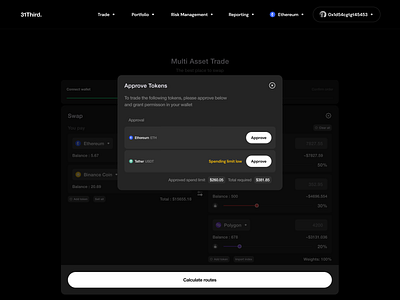 Approve Token crypto dashboard design dex gas multi asset swap ui web3