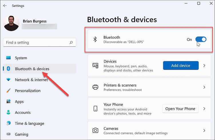 Enable the Bluetooth option
