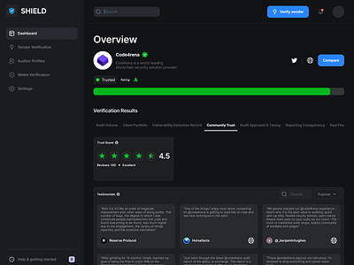 Third Party Vendor Verification - Community community crypto dashboard design third party vendor verification ui web3