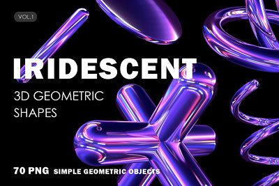 IRIDESCENT HOLOGRAPHIC SHAPES 3d abstract advertising app branding collection design gradient shapes graphic design illustration iridescent background modern simple ui ux website design