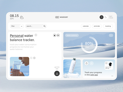 Personal water balance tracker - Landing page design 3d app design graphic design logo typography ui ux