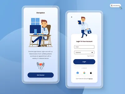 Doctor Appointment App 3d animation art branding digitaldesign flatdesign graphic design healthcare illustration innovationsync login screen logo medical mobile motion graphics nft onboarding product design ui webdesign