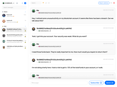 On-chain Messaging - Conversation Layout v1 crypto dashboard design message ui web3