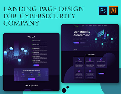 Landing Page Design for Cybersecurity Website blue and sky branding creative cybersecuirty website landing page security company ui user interface design web design website
