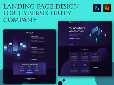 Landing Page Design for Cybersecurity Website blue and sky branding creative cybersecuirty website landing page security company ui user interface design web design website