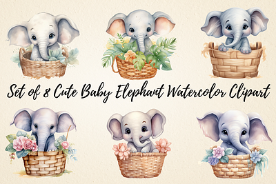 Cute Baby Elephant Sublimation Bundle mugs