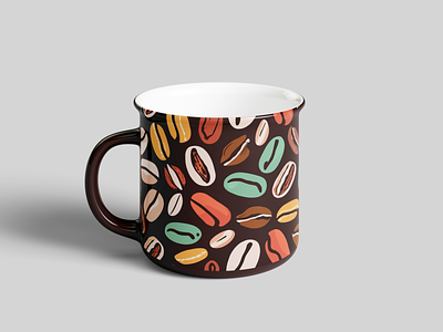 Coffee Mug Design - Coffee Bean adobe illustrator adobe photoshop bean branding brown mug ceramic mug coffee coffee mug design cup design custom mug custom mug design design graphic design minimalist design mug mug design pod product design vector