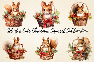 Cute Christmas Squirrel Sublimation commercial use art