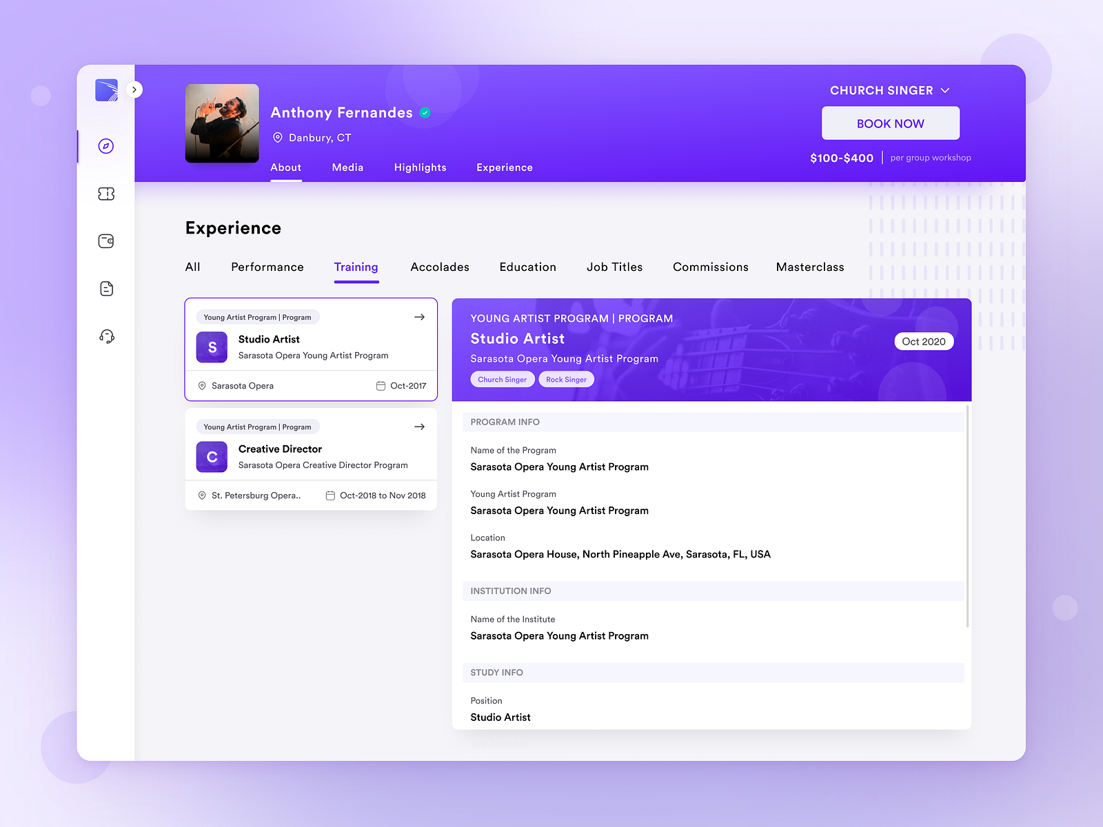 Artist Profile UI for Resonance by ProCreator - Global UI/UX Design ...