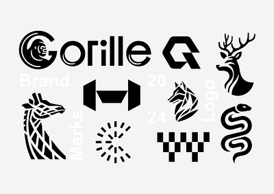 LOGOTYPES branding c deer design dog girafe gorille graphic design h icon identity illustration logo marks q snake symbol ui w wolf