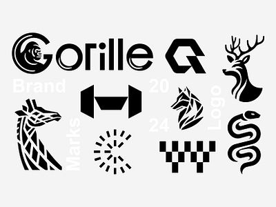 LOGOTYPES branding c deer design dog girafe gorille graphic design h icon identity illustration logo marks q snake symbol ui w wolf