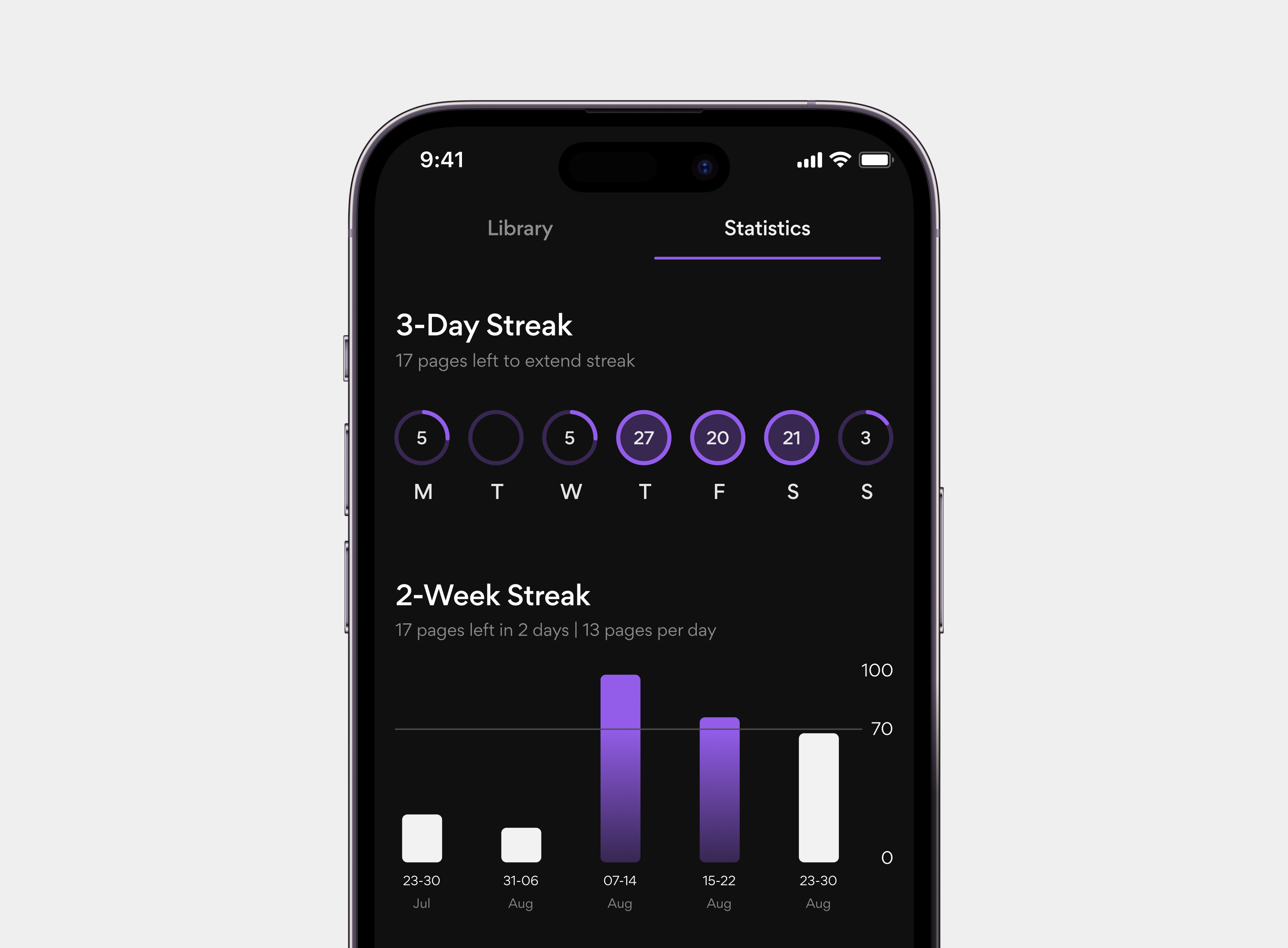 Expercast app design dark mode education mobile product design profile statistics streaks text to speech ui ux