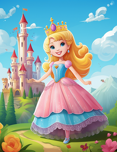 Cute Princess Coloring Page For Kids 10