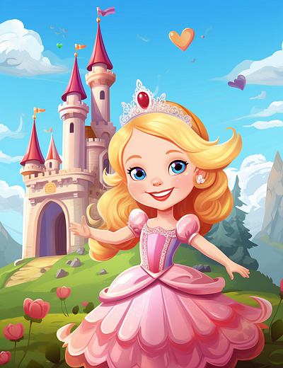 Cute Princess Coloring Page For Kids 9