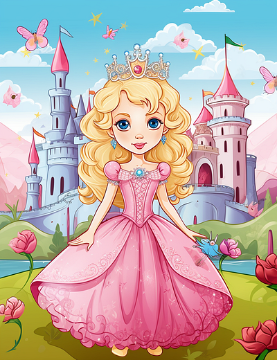 Cute Princess Coloring Page For Kids 8