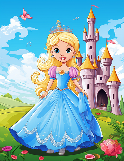 Cute Princess Coloring Page For Kids 7