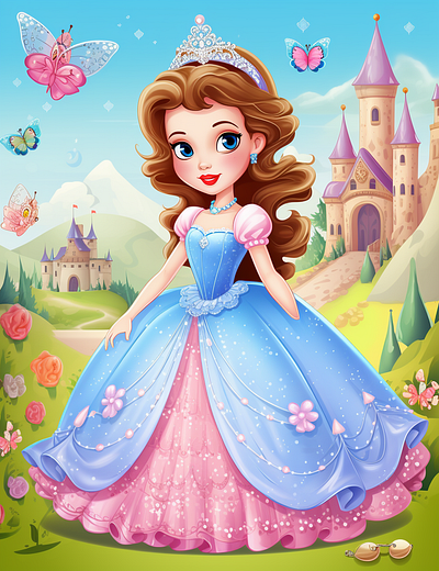 Cute Princess Coloring Page For Kids 6