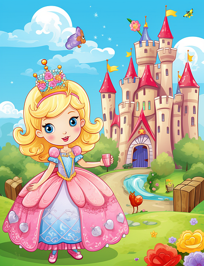 Cute Princess Coloring Page For Kids 5