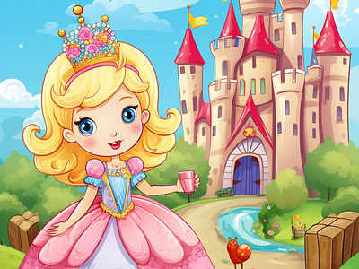 Cute Princess Coloring Page For Kids 5